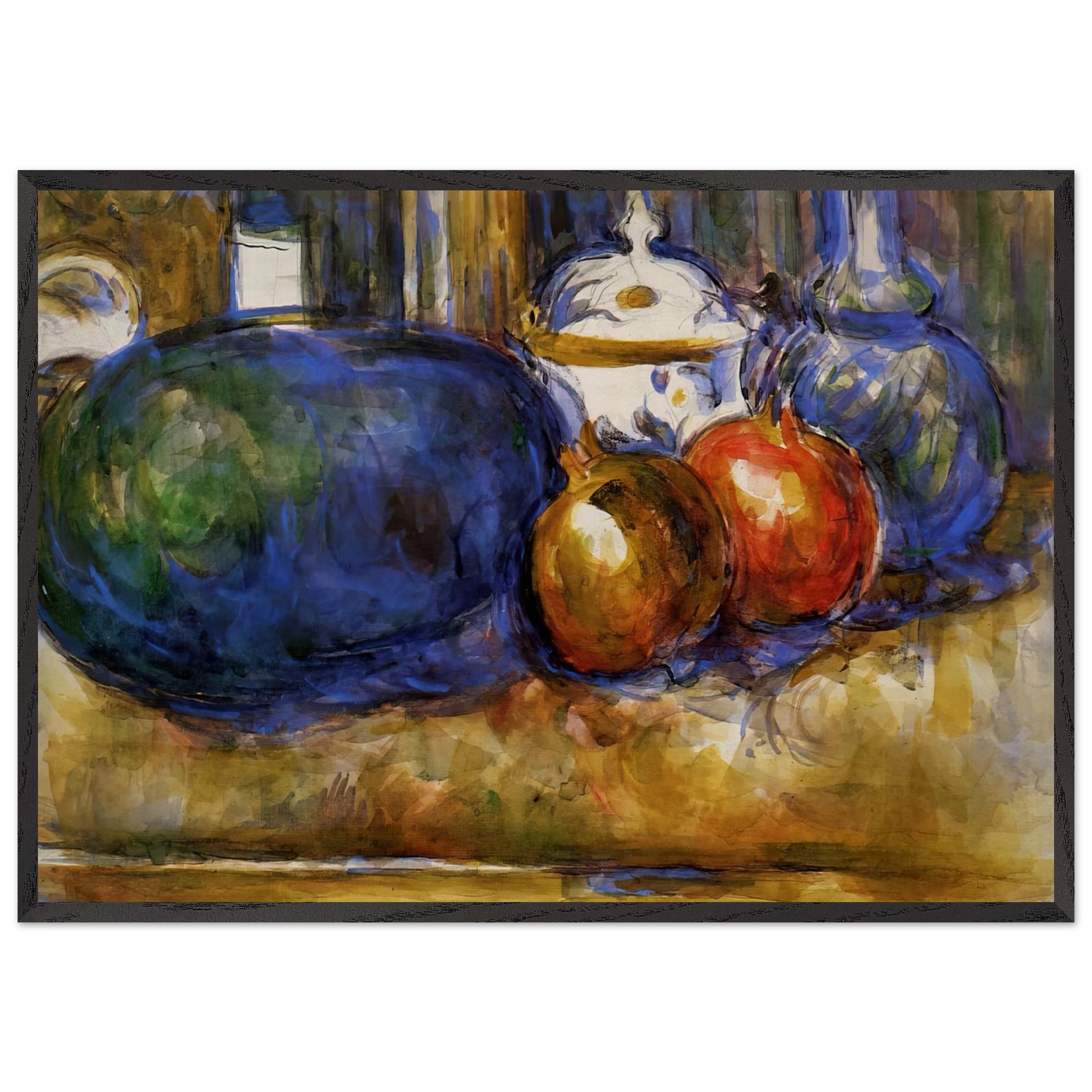 Still Life with Watermelon and Pemegranates - Paul Cezanne Framed Art Print – Black Wooden Frame - Default Title - -Framed Art Print