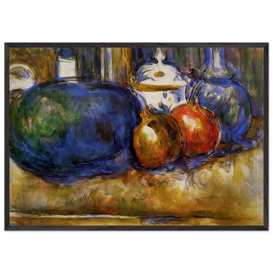 Still Life with Watermelon and Pemegranates - Paul Cezanne Framed Art Print – Black Wooden Frame - Default Title - -Framed Art Print