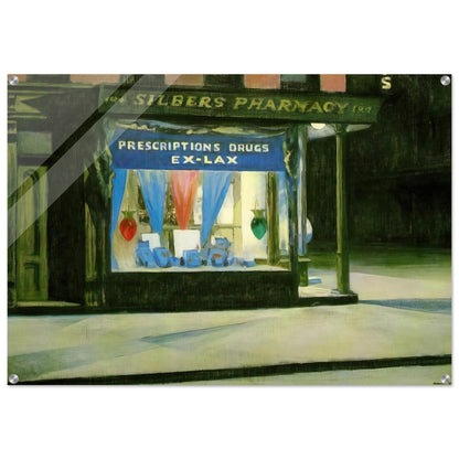 Drug Store - Edward Hopper Acrylic Print - 70x100 cm / 28x40″ inches | Edward Hopper Wall Art | Edward Hopper Prints