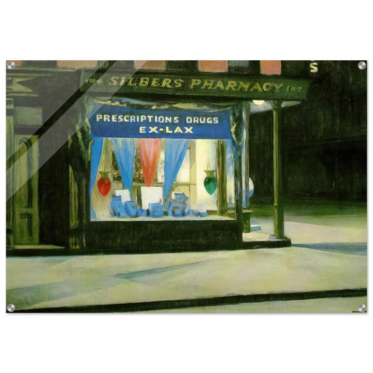 Drug Store - Edward Hopper Acrylic Print - 70x100 cm / 28x40″ inches | Edward Hopper Wall Art | Edward Hopper Prints