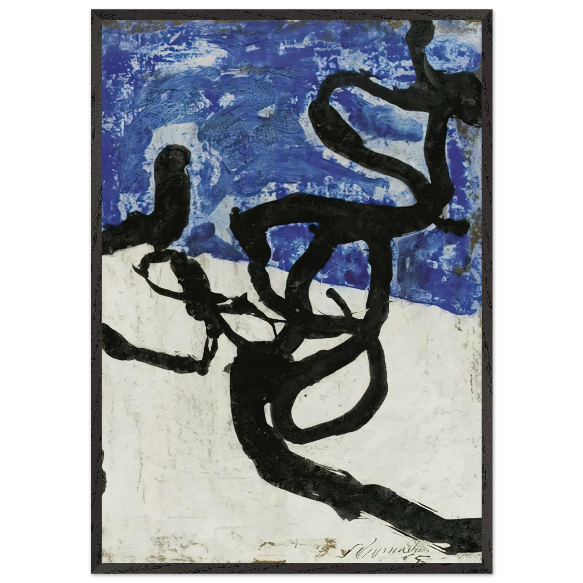 Untitled - Tachisme N6 - Emil Schumacher Framed Art Print – Black Wooden Frame - Default Title - -Framed Art Print