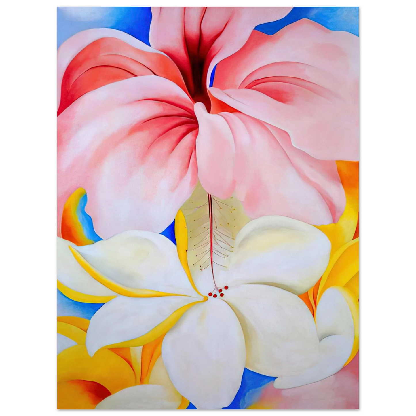 Georgia O'Keeffe - Hibiscus with Plumeria Fine Art Poster - 13x18 cm / 5x7 inches
