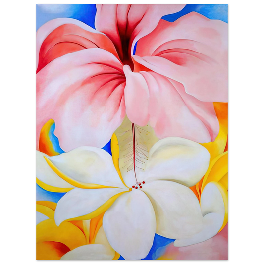 Georgia O'Keeffe - Hibiscus with Plumeria Fine Art Poster - 13x18 cm / 5x7 inches