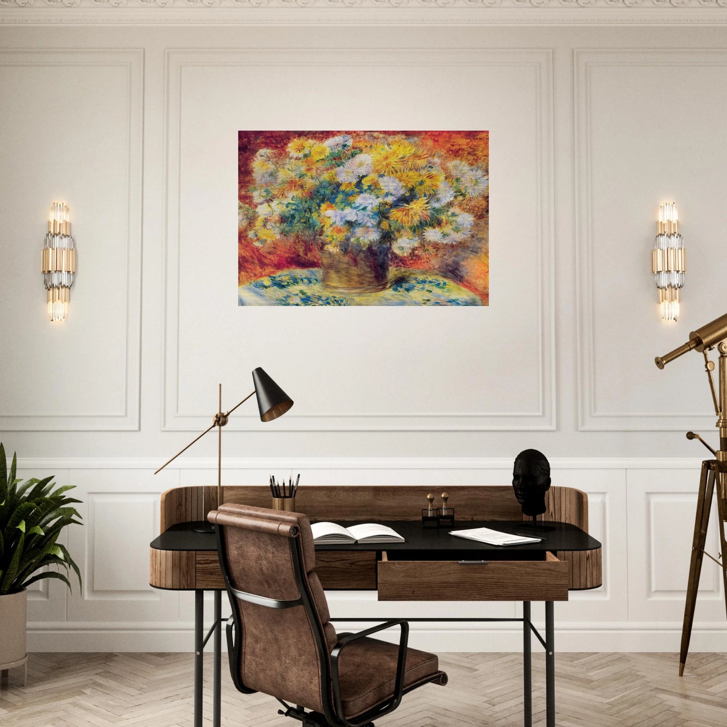 Chrysan the mums - Pierre-Auguste Renoir Brushed Aluminum Print - 70x100 cm / 28x40 inches | Pierre-Auguste Renoir Aluminum Print | Pierre-Auguste Renoir Prints