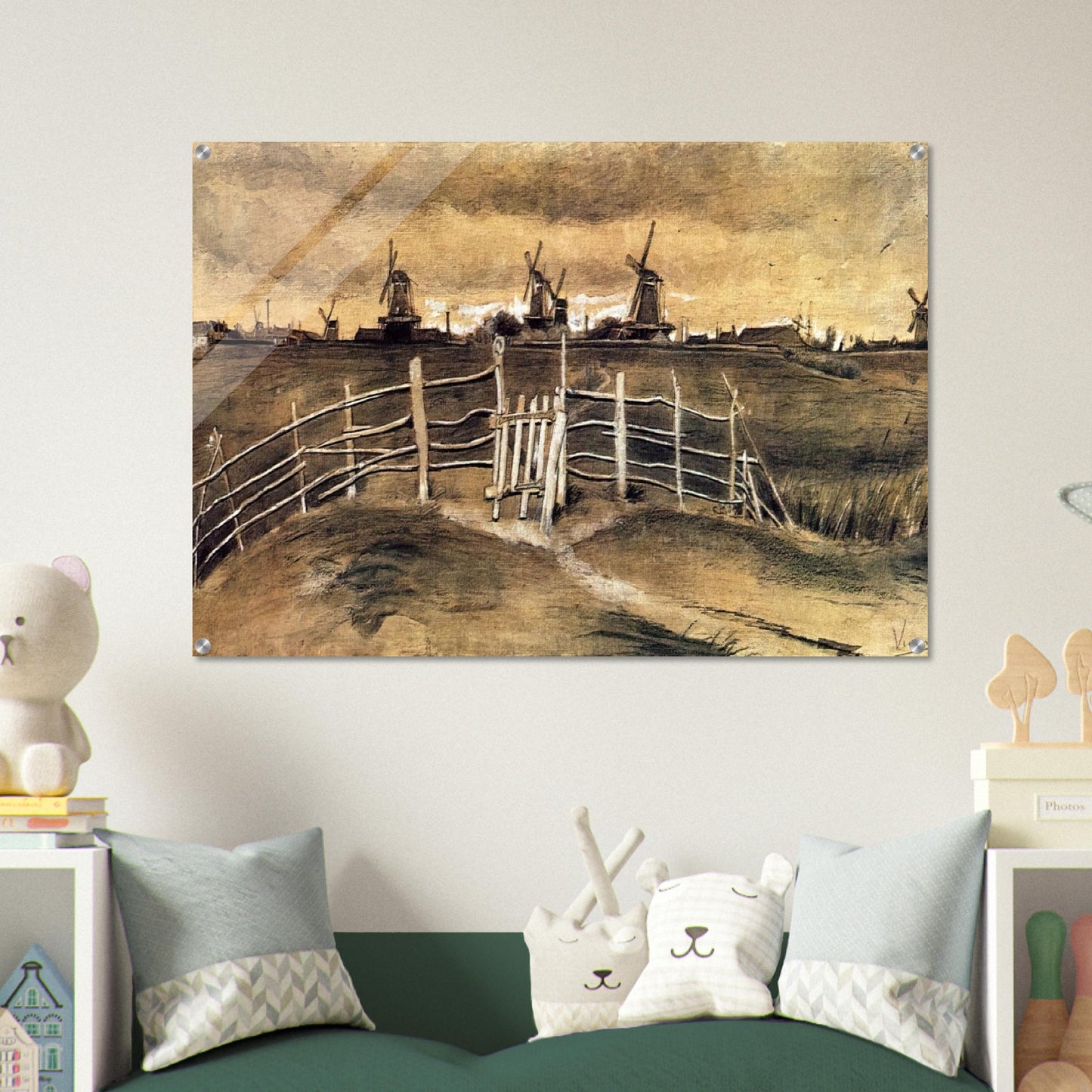 Windmils at Dordrecht - Vincent van Gogh Acrylic Print - 70x100 cm / 28x40″ inches