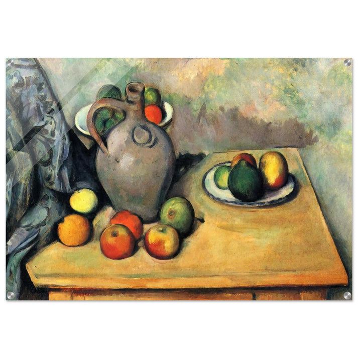 Still life, jug and fruit on a table - Paul Cézanne Acrylic Print - 70x100 cm / 28x40″ inches