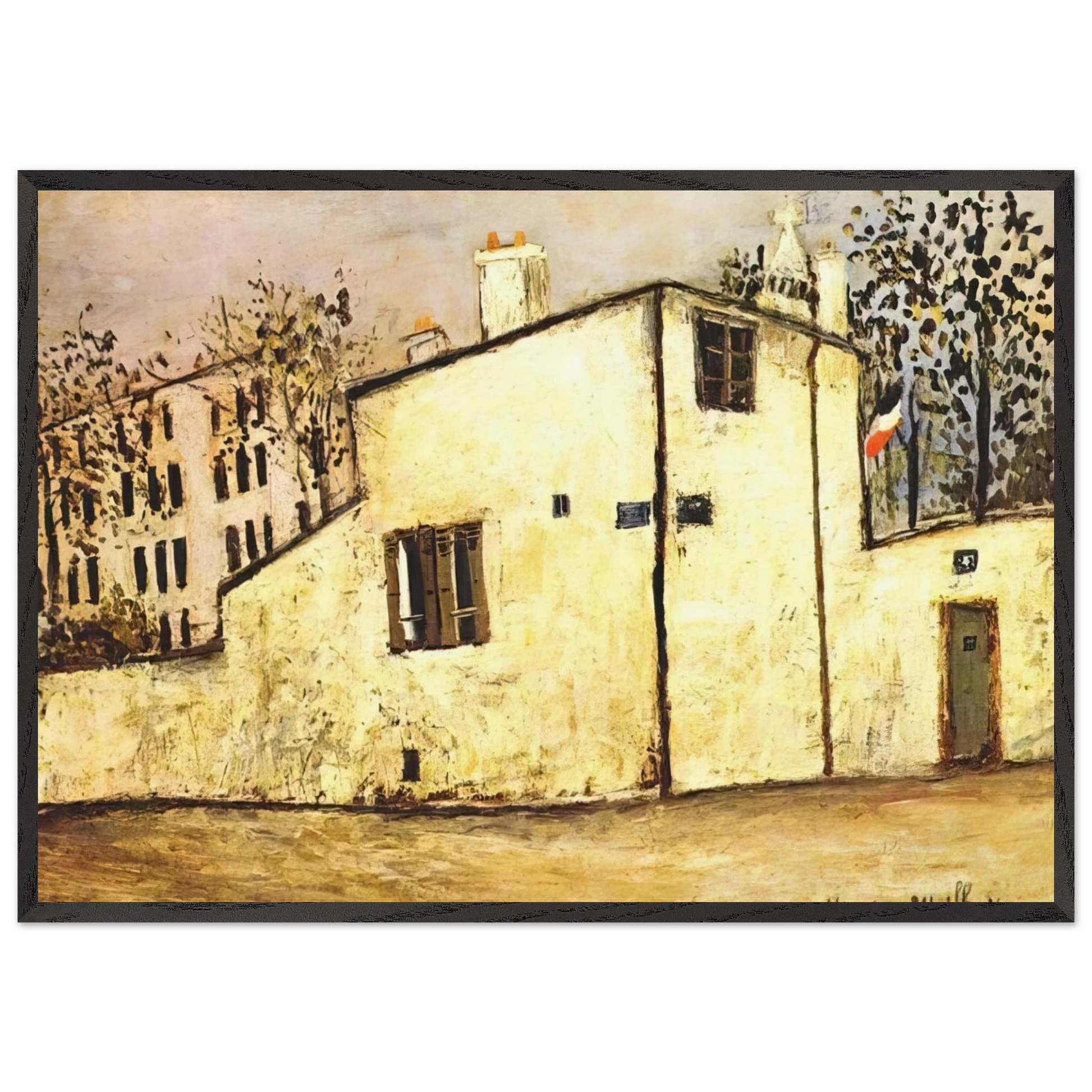 HECTOR BERLIOZ S HOUSE - Maurice Utrillo Framed Art Print – Black Wooden Frame - Default Title - -Framed Art Print