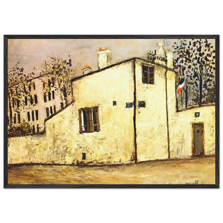 HECTOR BERLIOZ S HOUSE - Maurice Utrillo 70x100 cm / 28x40 inches Framed Art Print – Black Wooden Frame