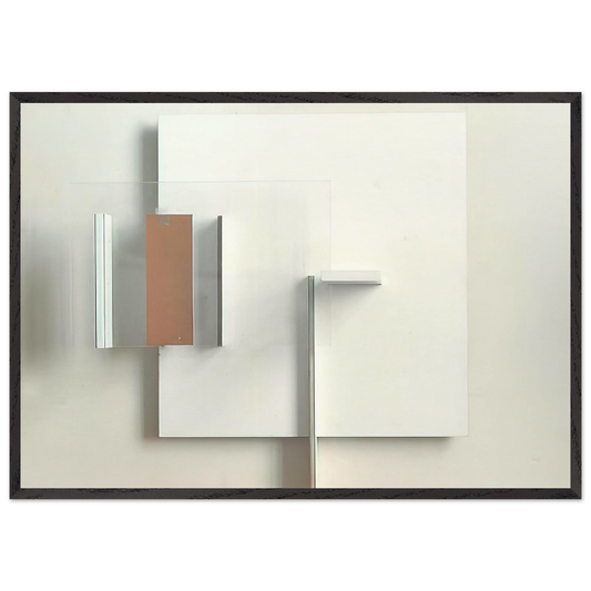 Abstract in White Black and Ochre - 1962 - Victor Pasmore Framed Art Print – Black Wooden Frame - Default Title - -Framed Art Print