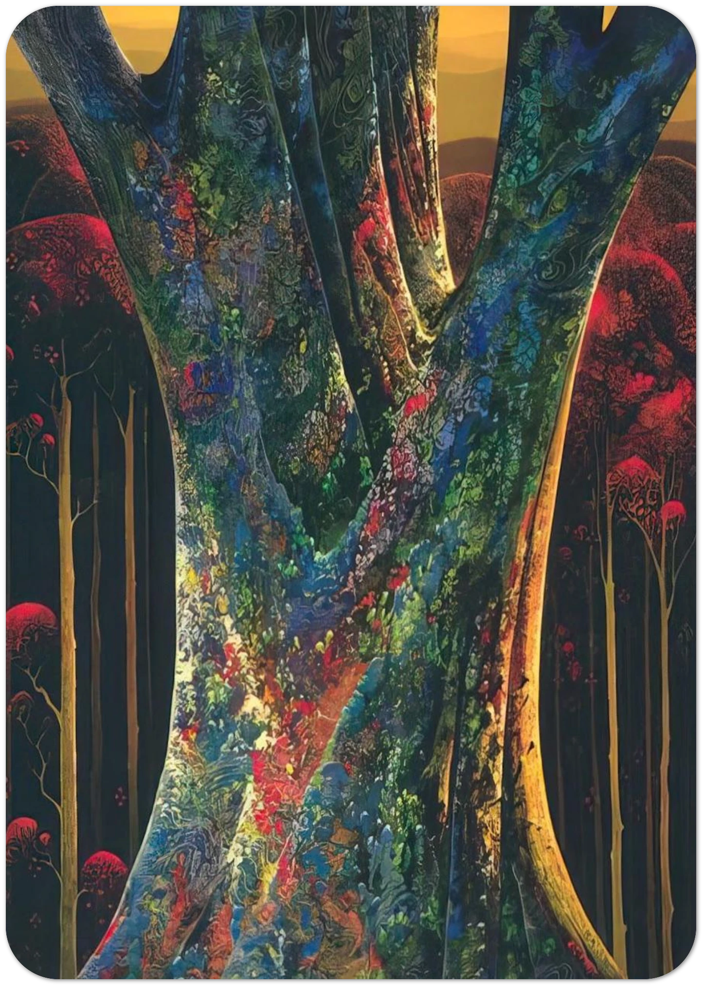 Majestic Tree By Eyvind Earle Pack of 10 Post Cards | Eyvind Earle Post Cards | A6 (10.5 x 14.8 cm) - 4.1 x 5.8 inches
