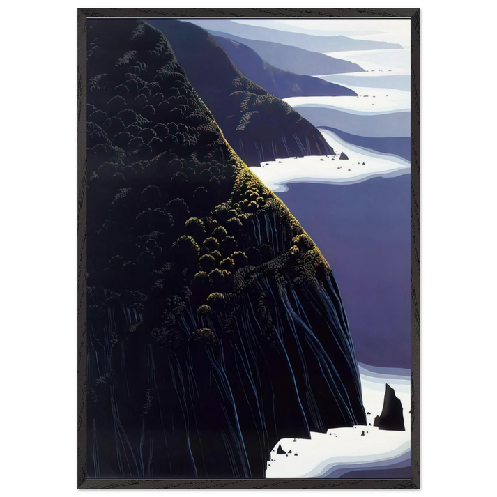 Gray Big Sur - Eyvind Earle 70x100 cm / 28x40 inches Framed Art Print – Black Wooden Frame