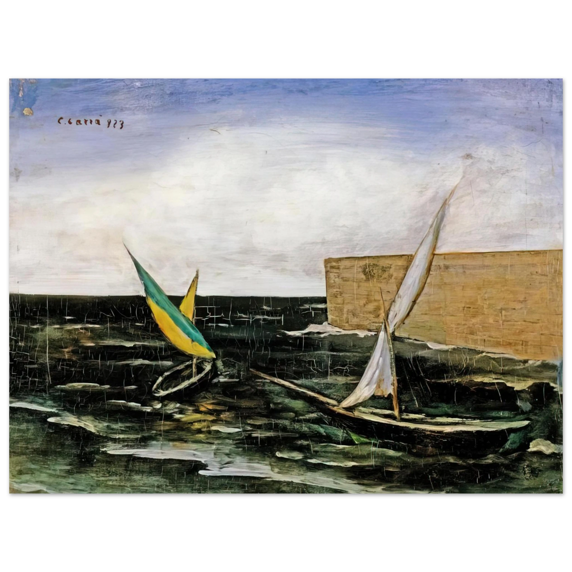 Carlo Carra - VELE NEL PORTO Fine Art Poster - Default Title