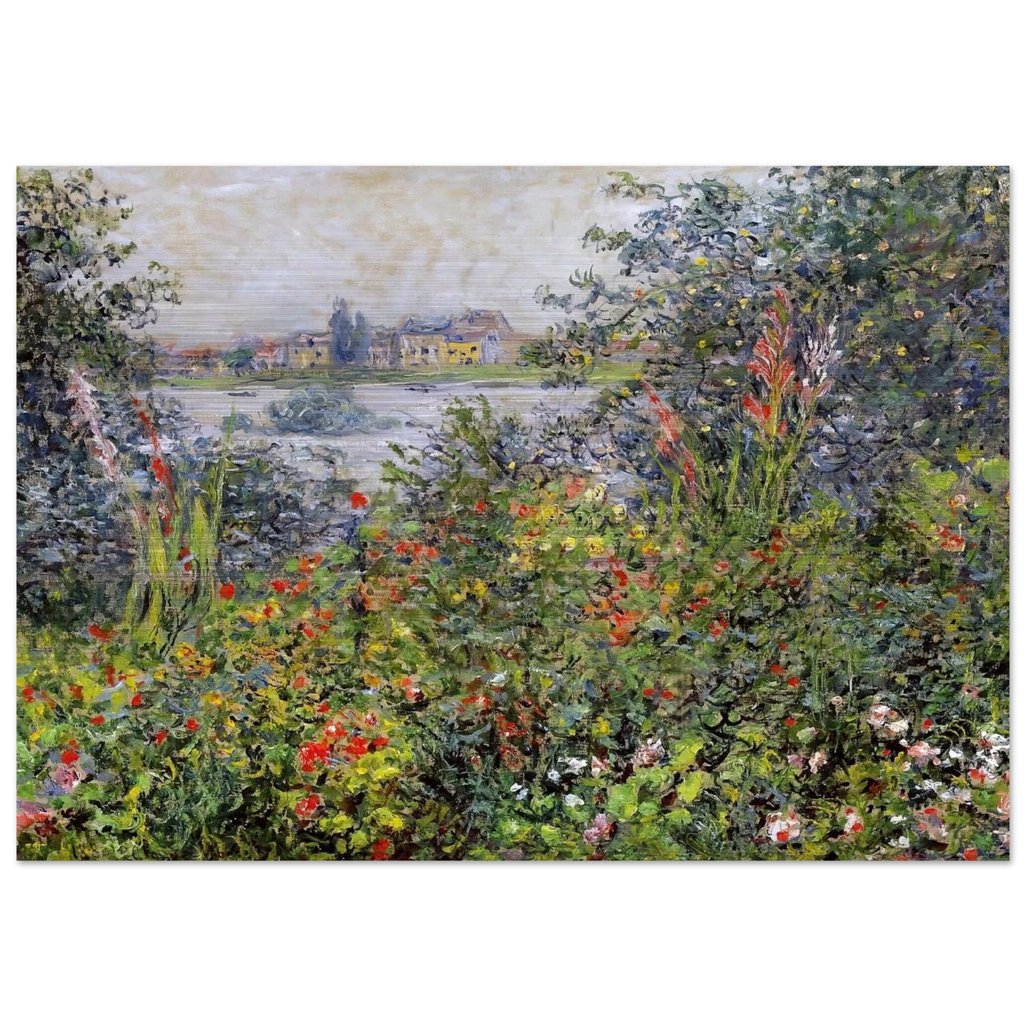 Flowers at Vetheuil - claude monet Brushed Aluminum Print - 70x100 cm / 28x40 inches | claude monet Aluminum Print | claude monet Prints