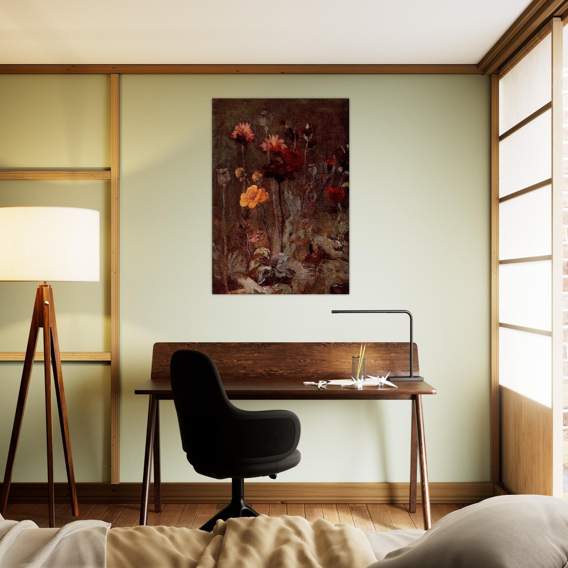 Still Life with Scabiosa and Ranunculus - Vincent van Gogh Brushed Aluminum Print - 70x100 cm / 28x40 inches | Vincent van Gogh Aluminum Print | Vincent van Gogh Prints