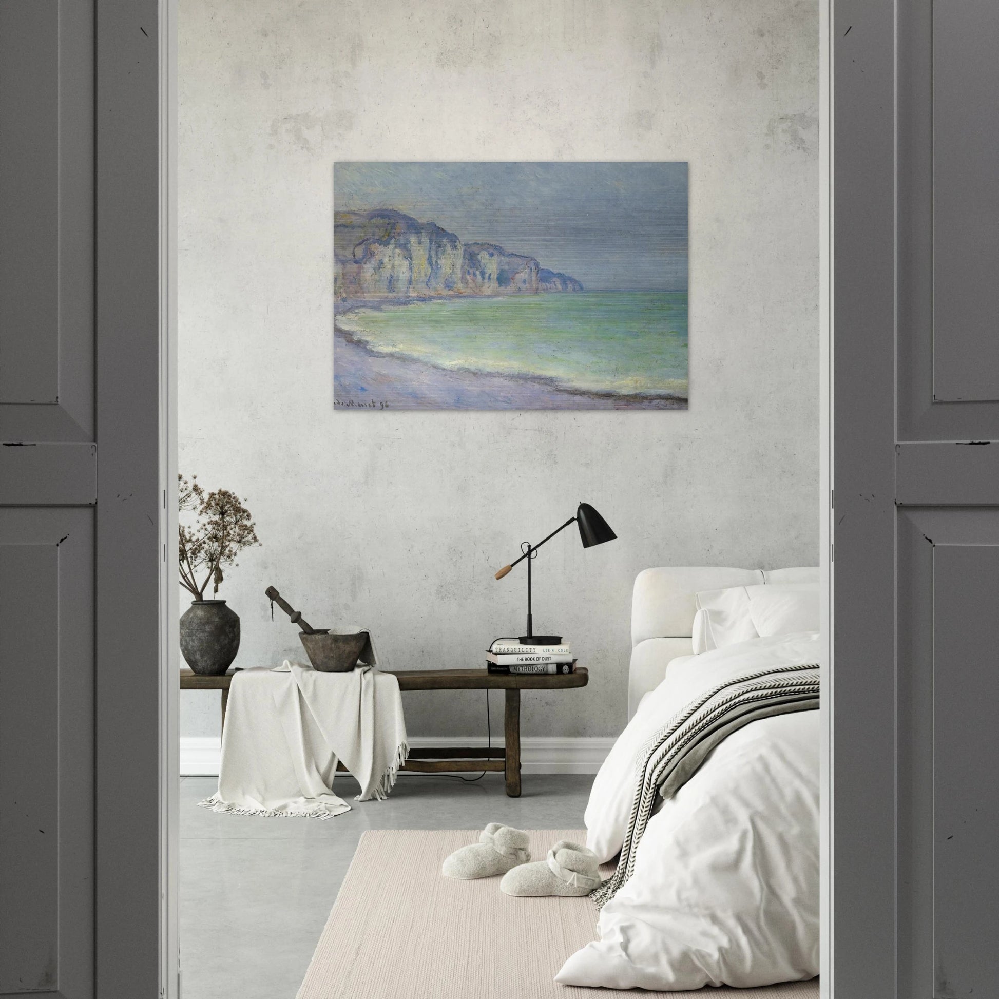 Cliff at Pourville 2 - claude monet Brushed Aluminum Print - 70x100 cm / 28x40 inches | claude monet Aluminum Print | claude monet Prints