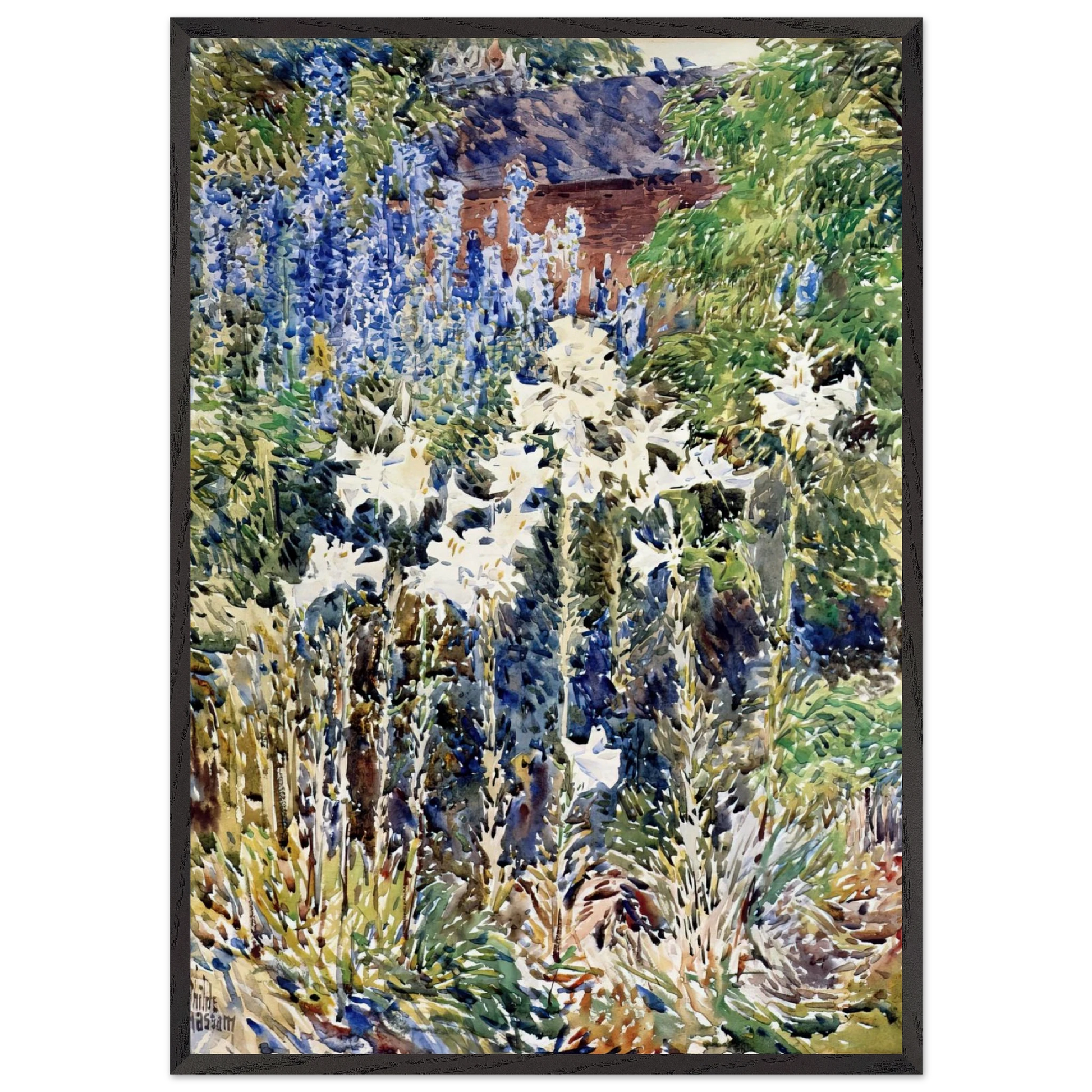 Flower Garden - Childe Hassam Framed Art Print – Black Wooden Frame - Default Title - -Framed Art Print