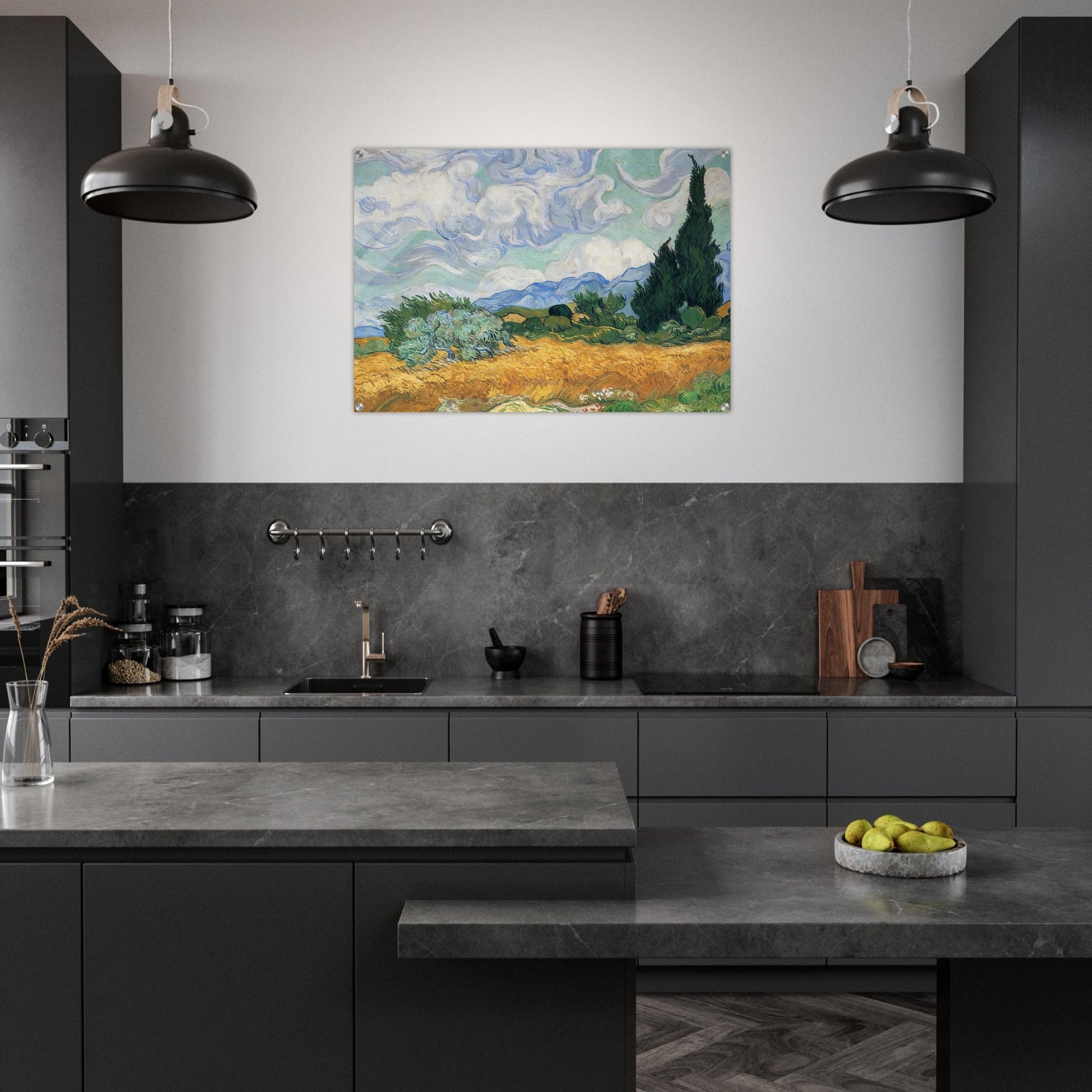 Wheatfield with cypress tree - Vincent van Gogh Acrylic Print - 70x100 cm / 28x40″ inches