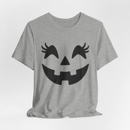 Jack O Lantern Face Pumpkin Eyelashes Halloween Women Girls T-Shirt
