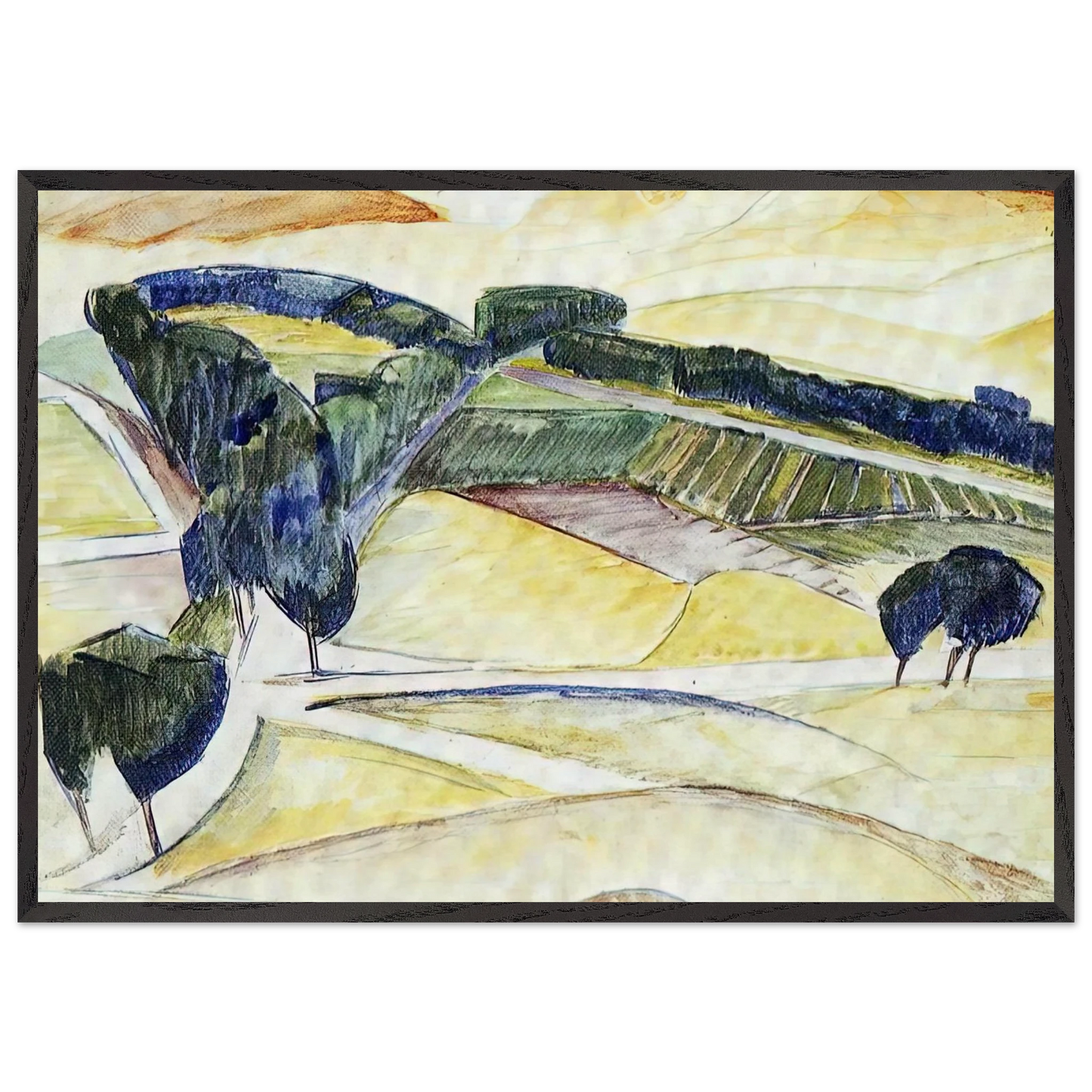 LANDSCAPE AT TOLEDO 1913 - Diego Rivera Framed Art Print – Black Wooden Frame - Default Title - -Framed Art Print