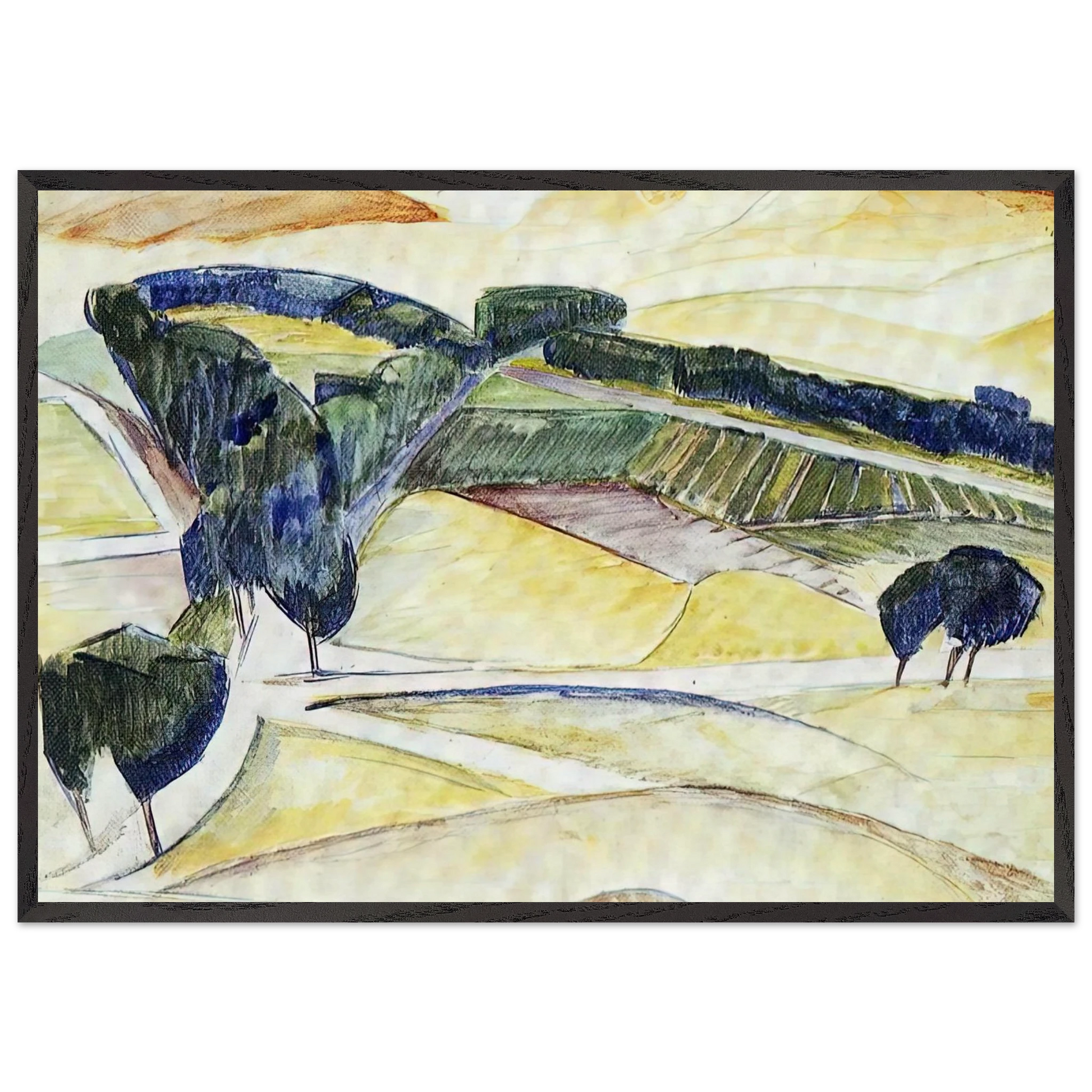 LANDSCAPE AT TOLEDO 1913 - Diego Rivera Framed Art Print – Black Wooden Frame - Default Title - -Framed Art Print