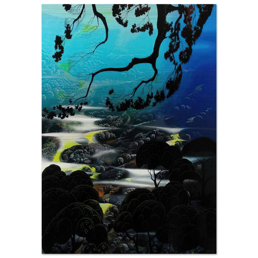 Days End - Eyvind Earle Brushed Aluminum Print - 70x100 cm / 28x40 inches | Eyvind Earle Aluminum Print | Eyvind Earle Prints