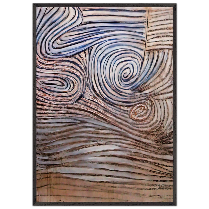 Spiral Motif in White Black and Indigo - 1951 - Victor Pasmore 70x100 cm / 28x40 inches Framed Art Print – Black Wooden Frame