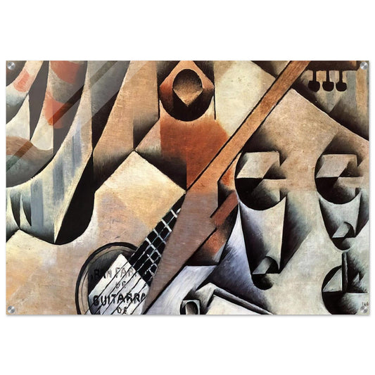 GUITAR AND GLASSES BANJO AND GLASSES 1912 - Juan Gris Acrylic Print - 70x100 cm / 28x40″ inches