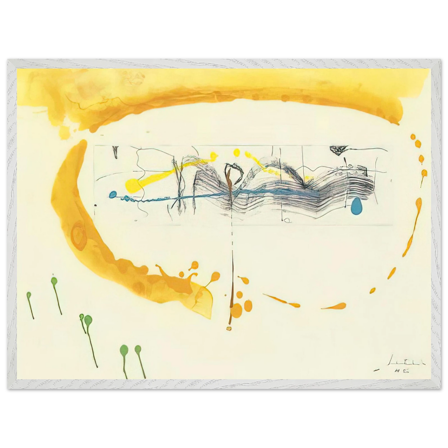 Helen Frankenthaler - Making Music - 2000 Wall art - 70x100 cm / 28x40 inches - Premium Wooden Framed Poster With Fine Art Paper - White frame