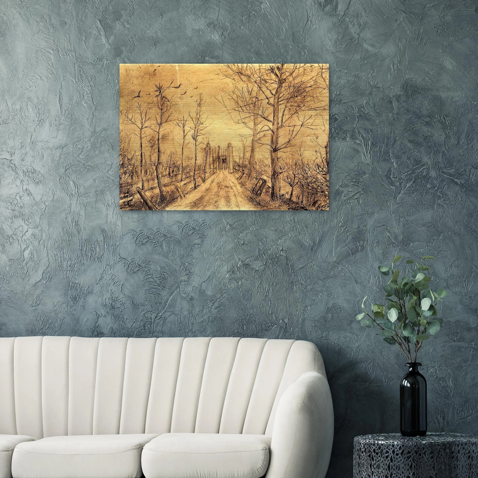 Driveway - Vincent van Gogh Brushed Aluminum Print - 70x100 cm / 28x40 inches | Vincent van Gogh Aluminum Print | Vincent van Gogh Prints