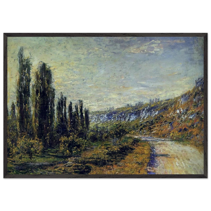 The Road from Vetheuil - claude monet 70x100 cm / 28x40 inches Framed Art Print – Black Wooden Frame