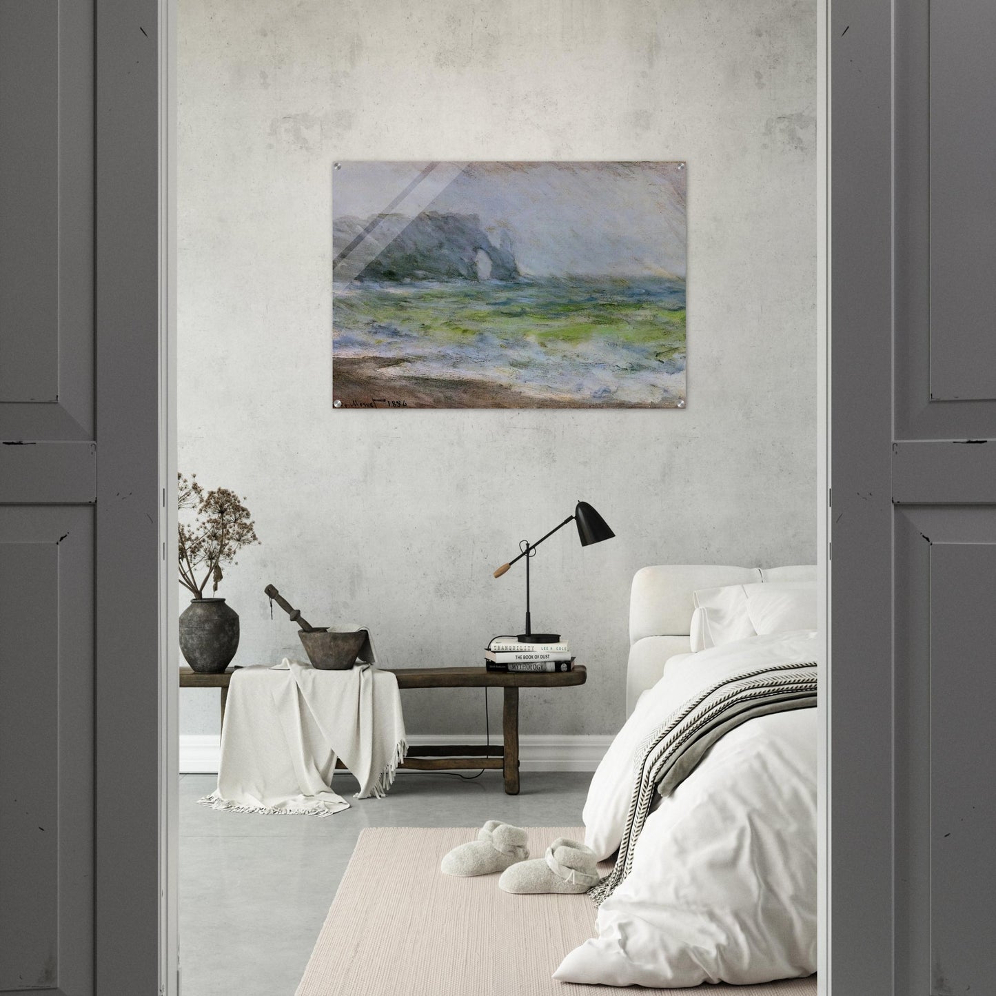 The Manneport, Etretat in the Rain - claude monet Acrylic Print - 70x100 cm / 28x40″ inches
