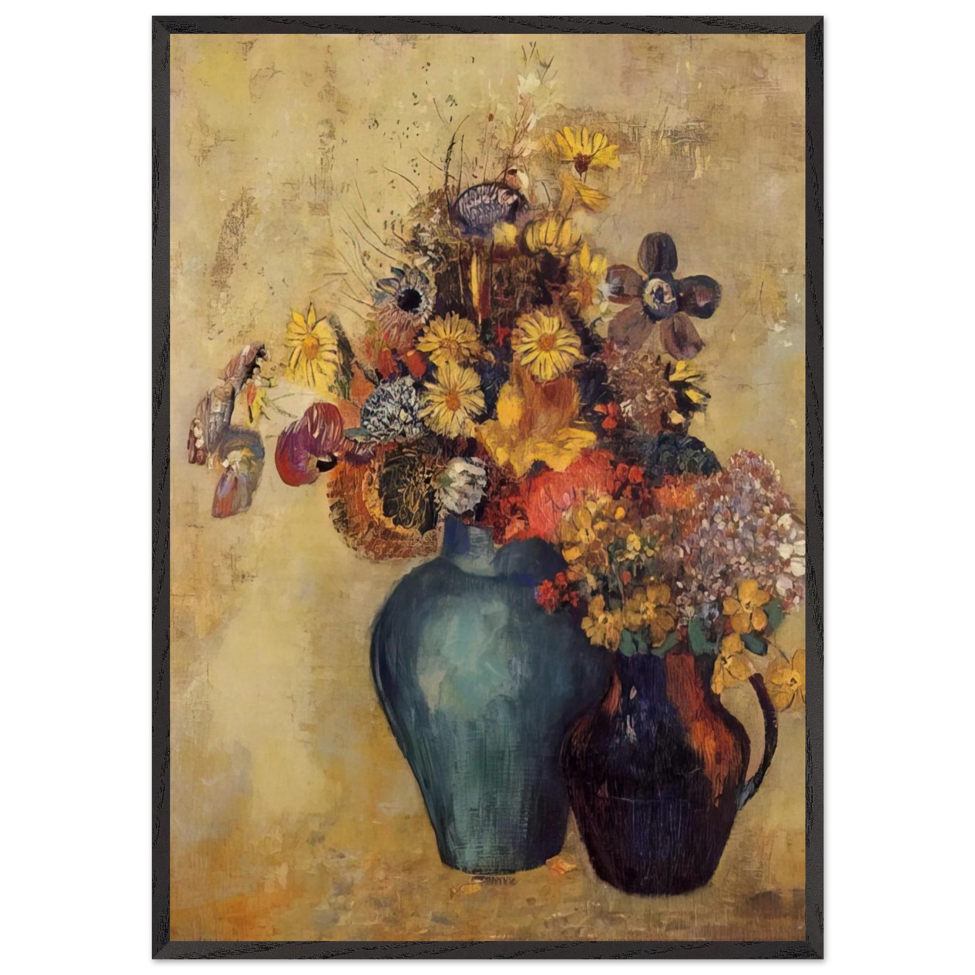 FLOWERS 1 - Odilon Redon Framed Art Print – Black Wooden Frame - Default Title - -Framed Art Print