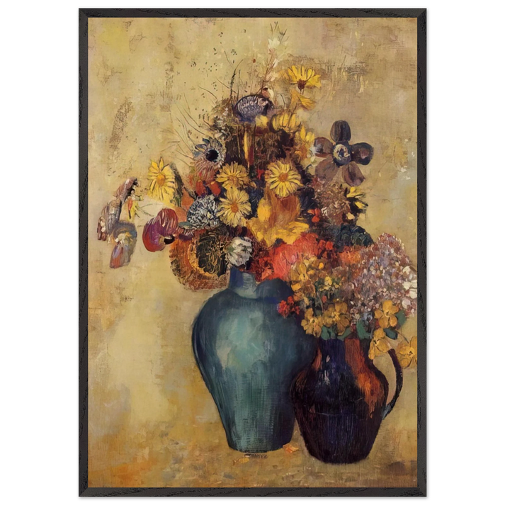 FLOWERS 1 - Odilon Redon 70x100 cm / 28x40 inches Framed Art Print – Black Wooden Frame