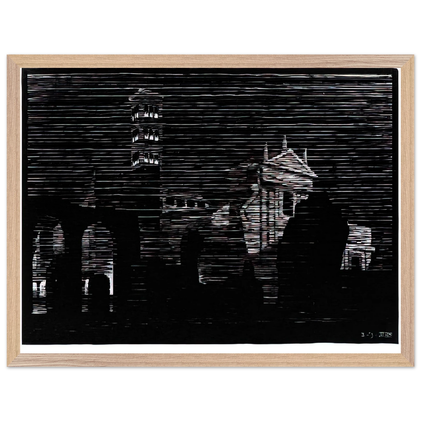 MC Escher - NOCTURNAL ROME 2 Wall Art - 30x40 cm / 12x16 inches - Premium Wooden Framed Poster With Fine Art Paper - Black frame
