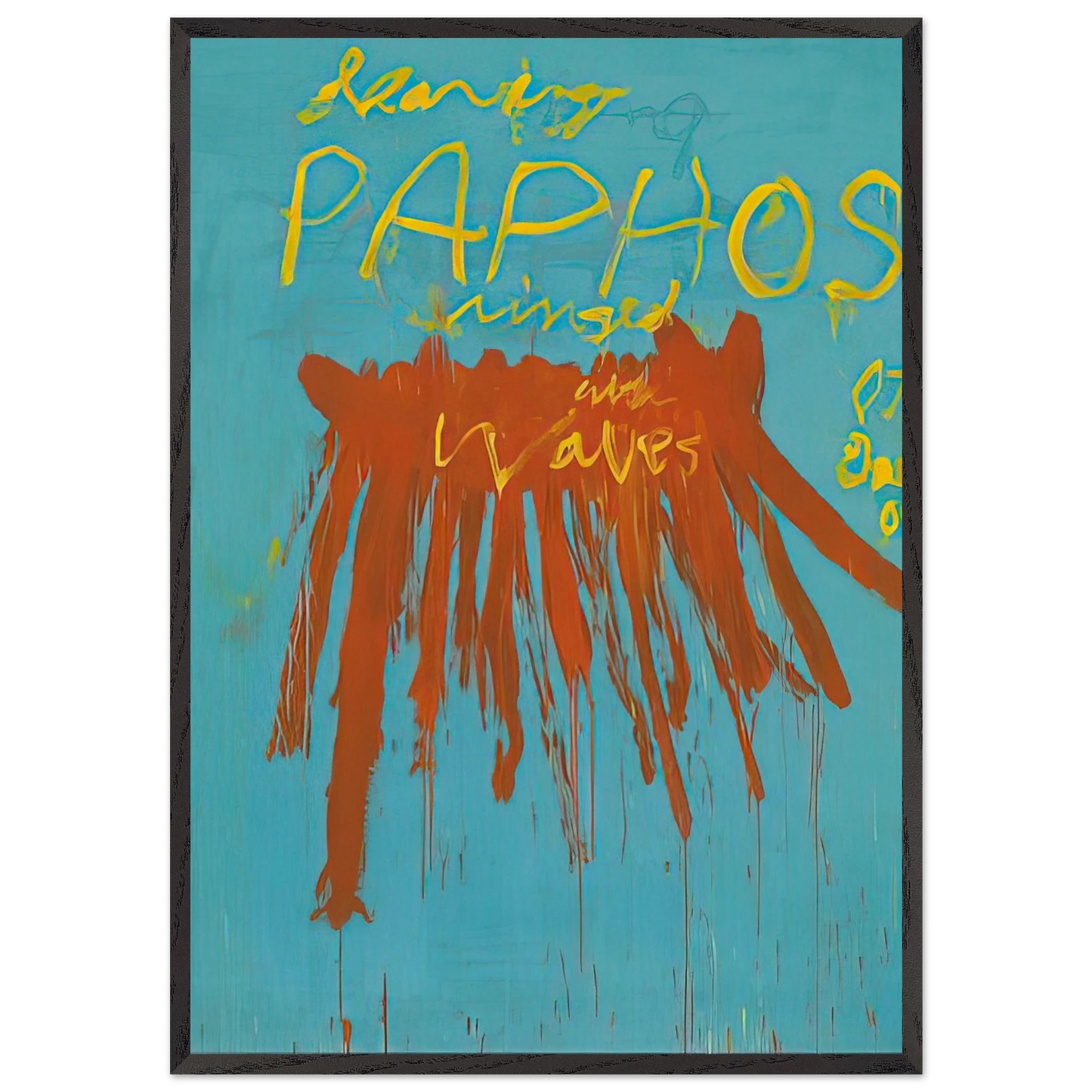 Leaving Paphos Ringed With Waves IV - Cy Twombly Framed Art Print – Black Wooden Frame - Default Title - -Framed Art Print