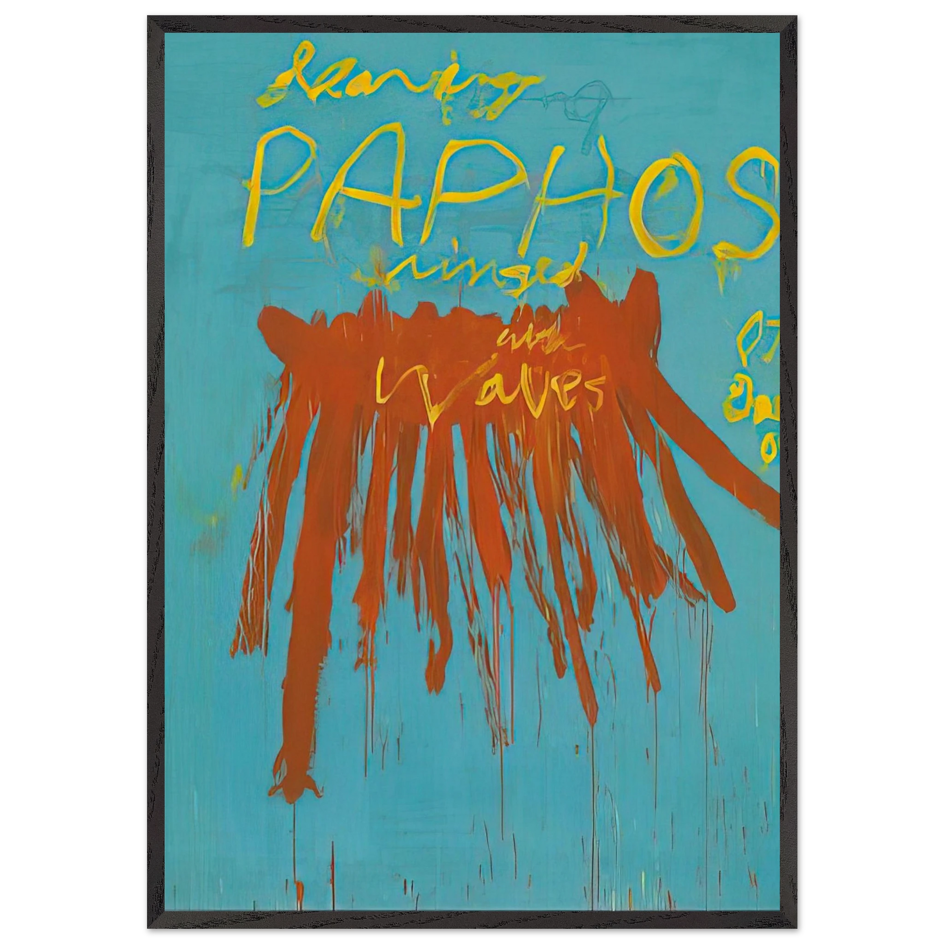 Leaving Paphos Ringed With Waves IV - Cy Twombly Framed Art Print – Black Wooden Frame - Default Title - -Framed Art Print