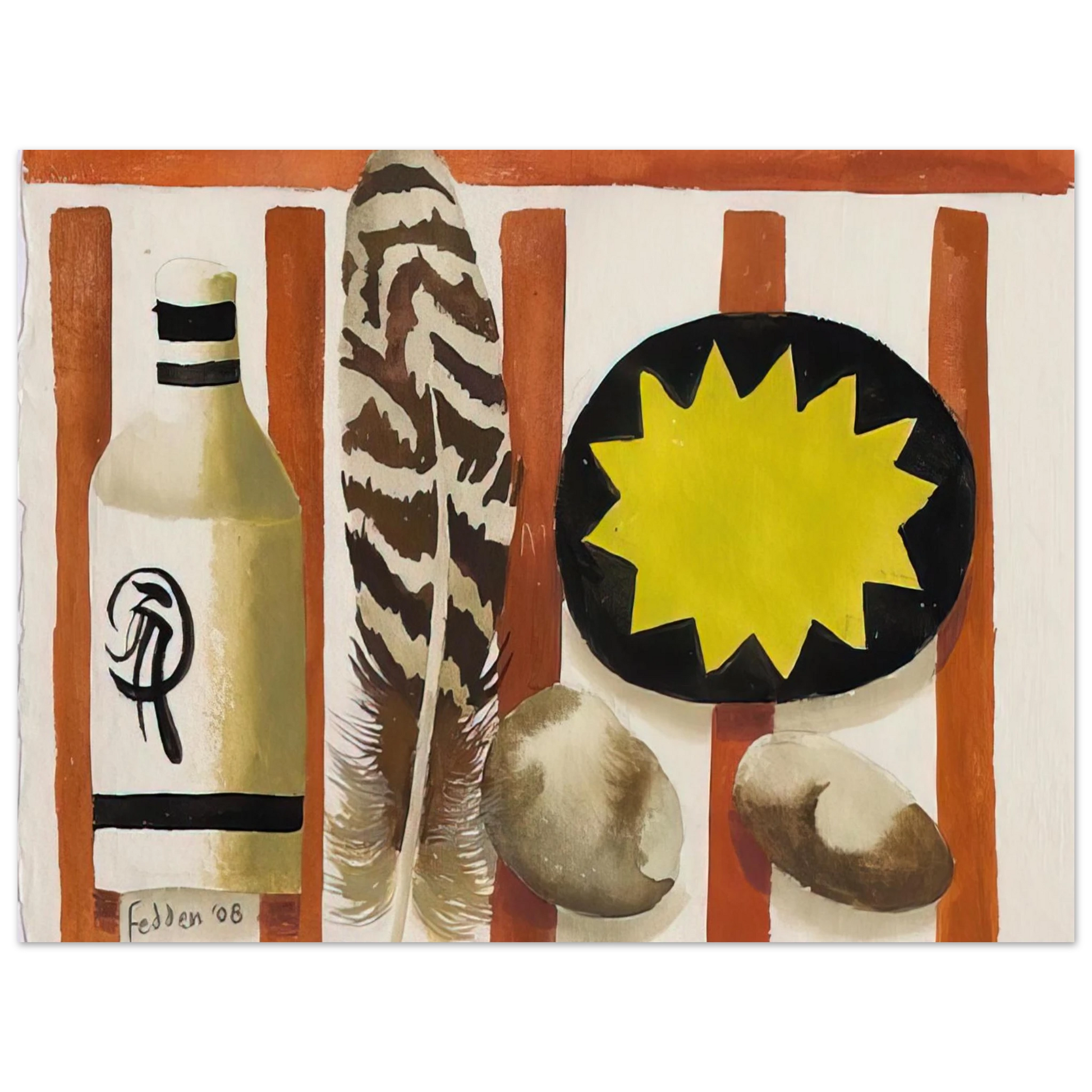 Mary Fedden - Feather and two stones - 2008 Fine Art Poster - Default Title