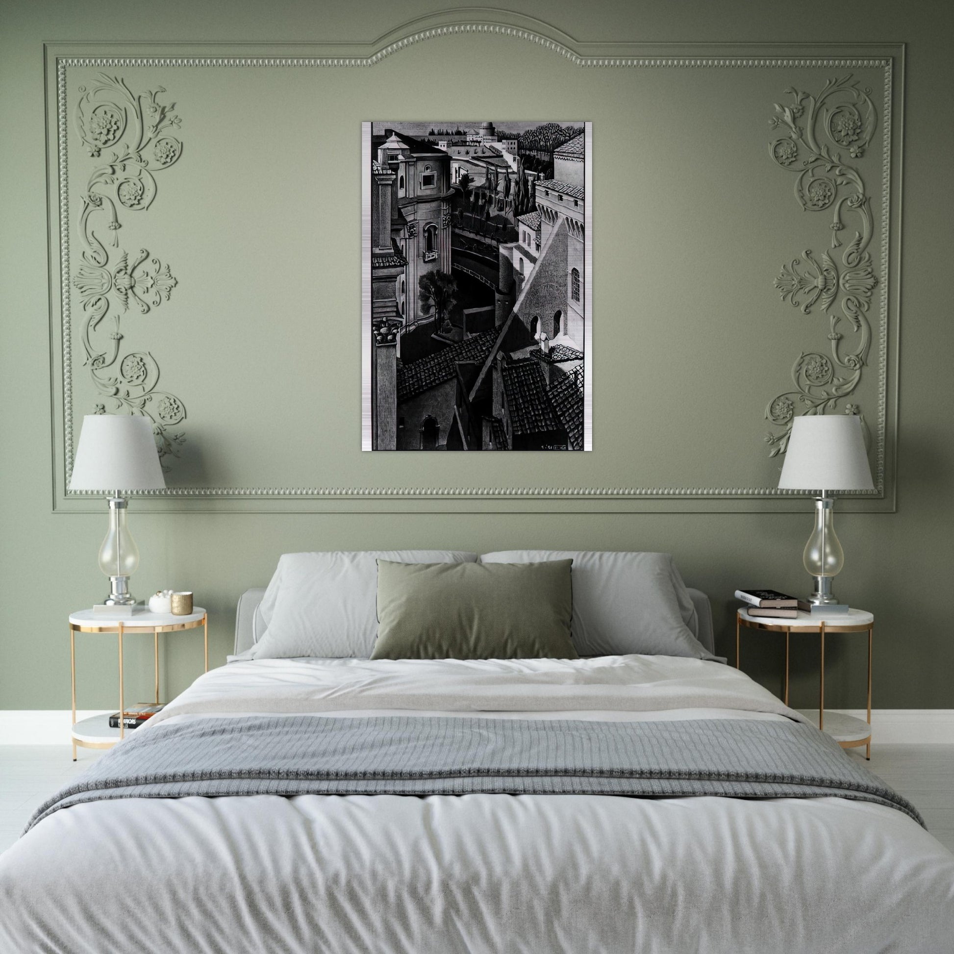 BERWEEN ST PETER AND SISTINE CHAPEL MARCH 1936 1936 - MC Escher Brushed Aluminum Print - 70x100 cm / 28x40 inches | MC Escher Aluminum Print | MC Escher Prints