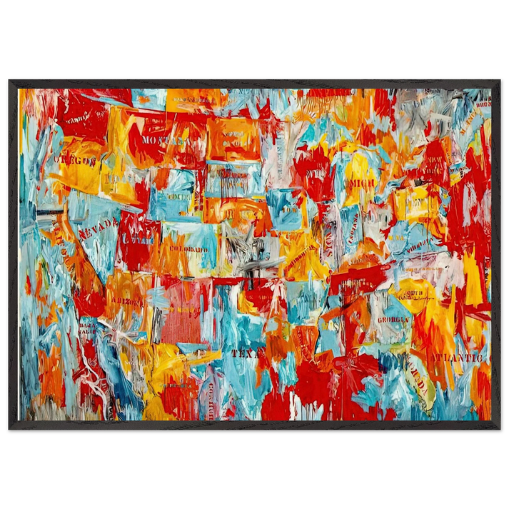 MAP - Jasper Johns 70x100 cm / 28x40 inches Framed Art Print – Black Wooden Frame