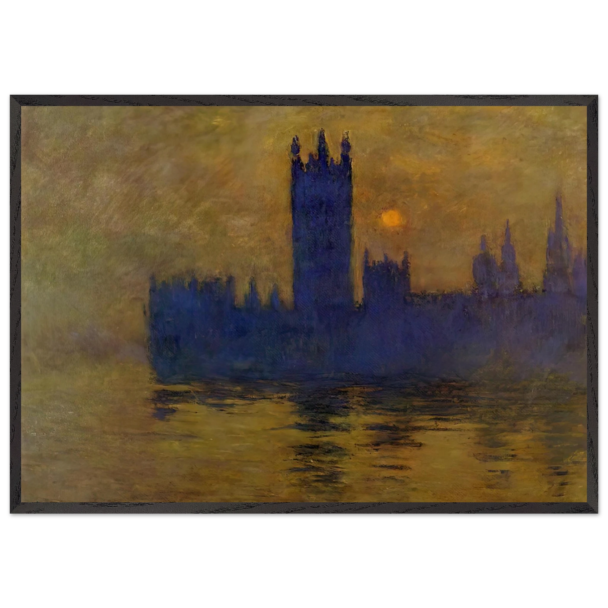 Houses of Parliament Sunset 02 - claude monet Framed Art Print – Black Wooden Frame - Default Title - -Framed Art Print