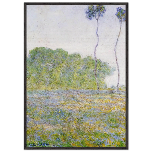 Springtime Meadow at Giverny - claude monet Framed Art Print – Black Wooden Frame - Default Title - -Framed Art Print