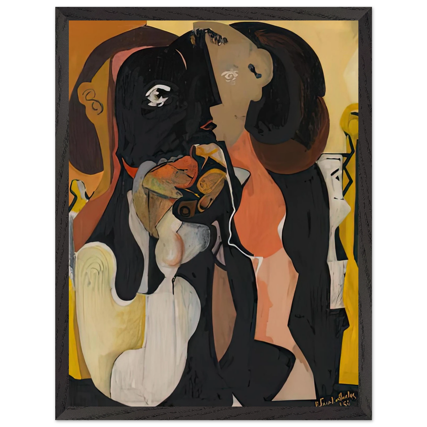 Helen Frankenthaler - Woman, 1950- Wall Art - 21x29.7 cm / 8x12" - Premium Wooden Framed Poster With Fine Art Paper - White frame