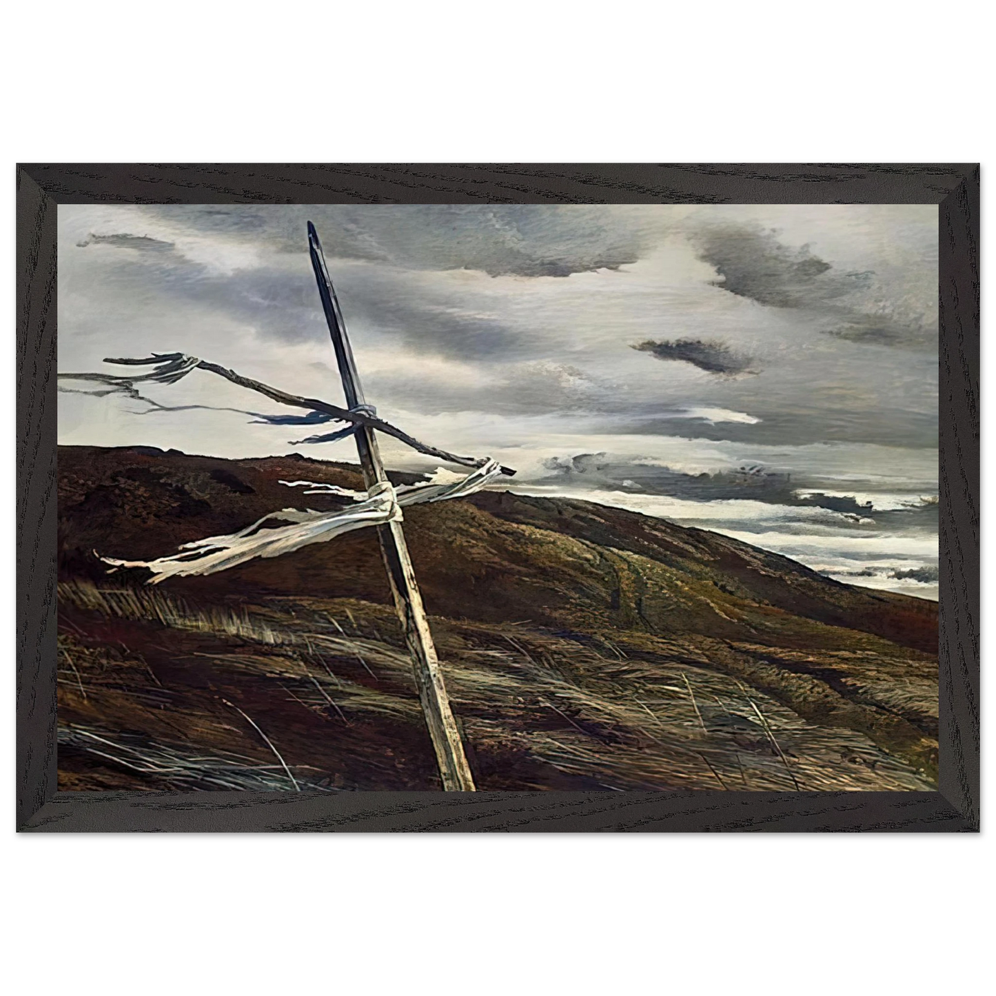 Andrew Wyeth - DODGES RIDGE 1947 Wall Art - 30x40 cm / 12x16 inches - Premium Wooden Framed Poster With Fine Art Paper - Wood frame