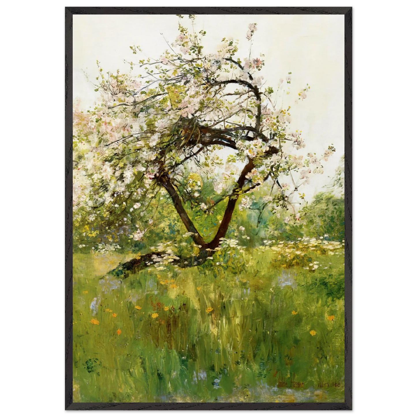 Peach Blossoms - Villiers-le-Bel - Childe Hassam Framed Art Print – Black Wooden Frame - Default Title - -Framed Art Print