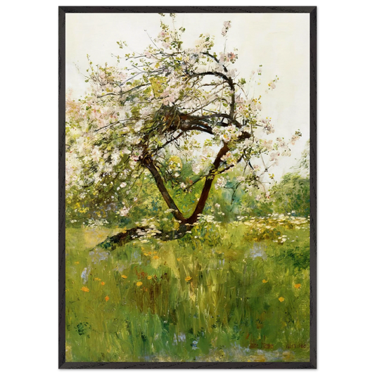 Peach Blossoms - Villiers-le-Bel - Childe Hassam 70x100 cm / 28x40 inches Framed Art Print – Black Wooden Frame