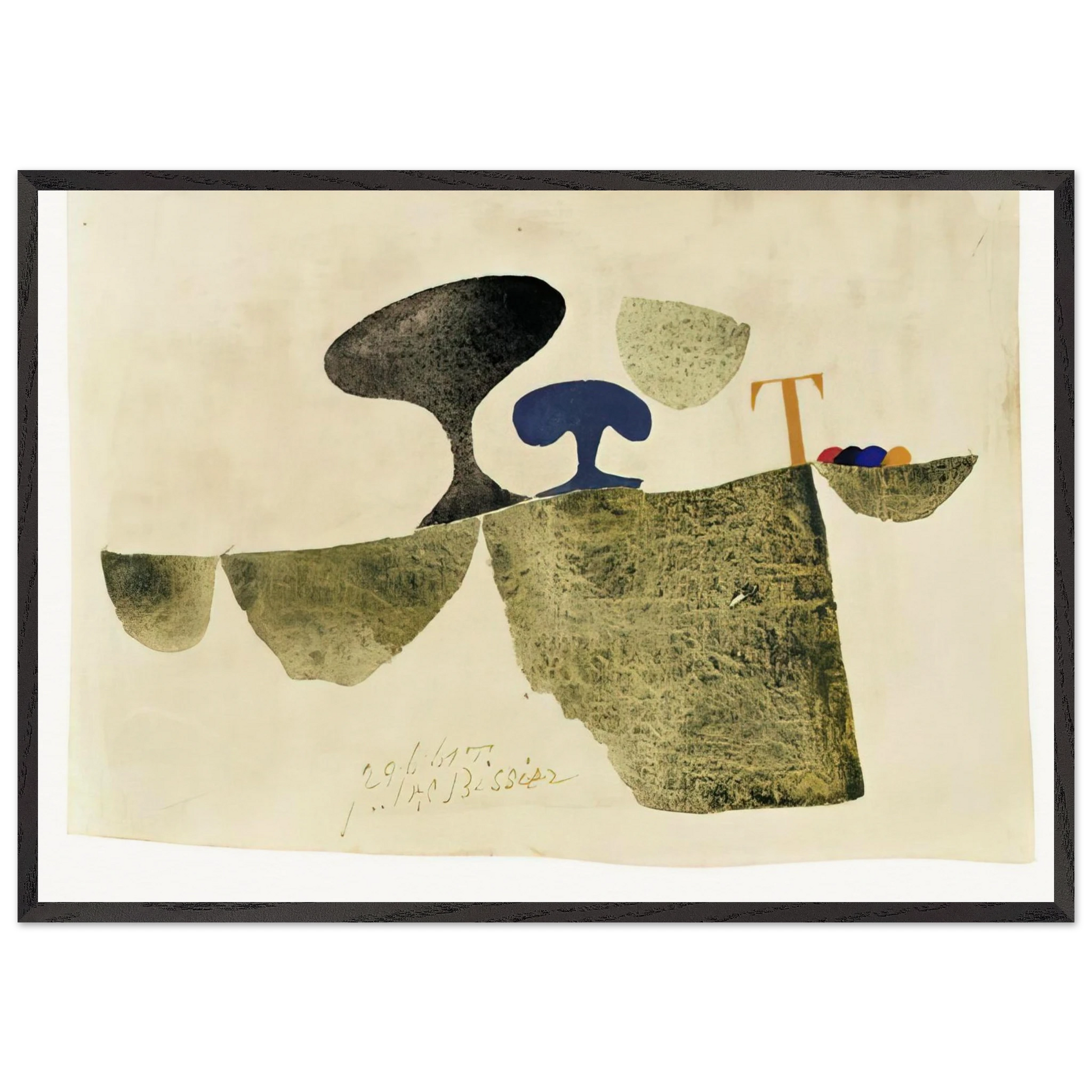 29661 T - 1961 - Julius Bissier Framed Art Print – Black Wooden Frame - Default Title - -Framed Art Print