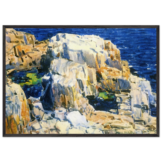 Rocks at Appledore - Childe Hassam Framed Art Print – Black Wooden Frame - Default Title - -Framed Art Print