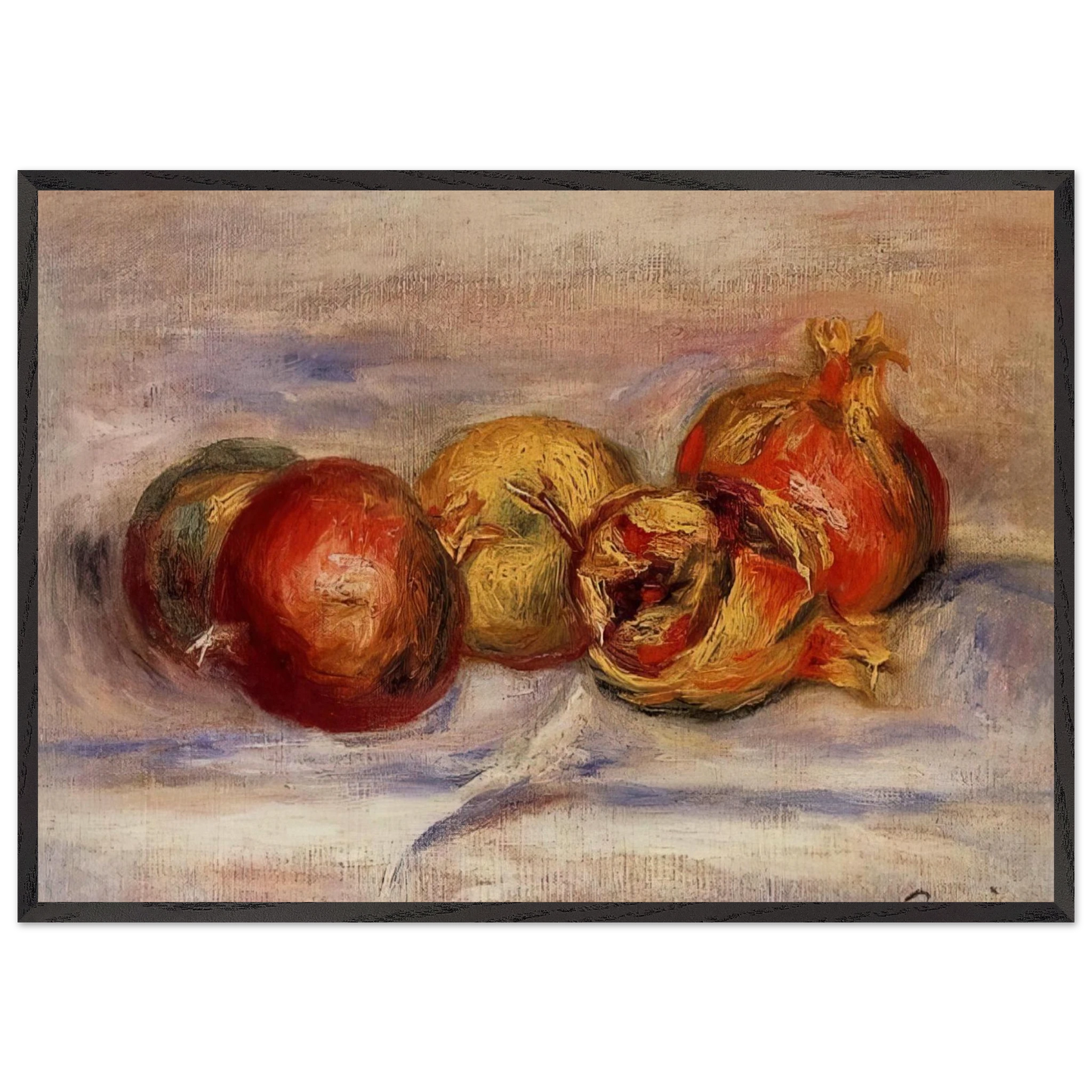 Three Pomegranates and Two Apples - Pierre-Auguste Renoir Framed Art Print – Black Wooden Frame - Default Title - -Framed Art Print