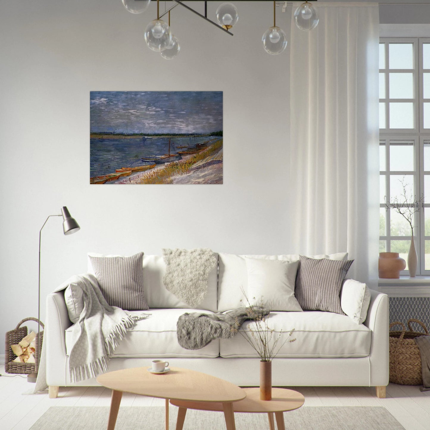 Moored Boats - Vincent van Gogh Brushed Aluminum Print - 70x100 cm / 28x40 inches | Vincent van Gogh Aluminum Print | Vincent van Gogh Prints