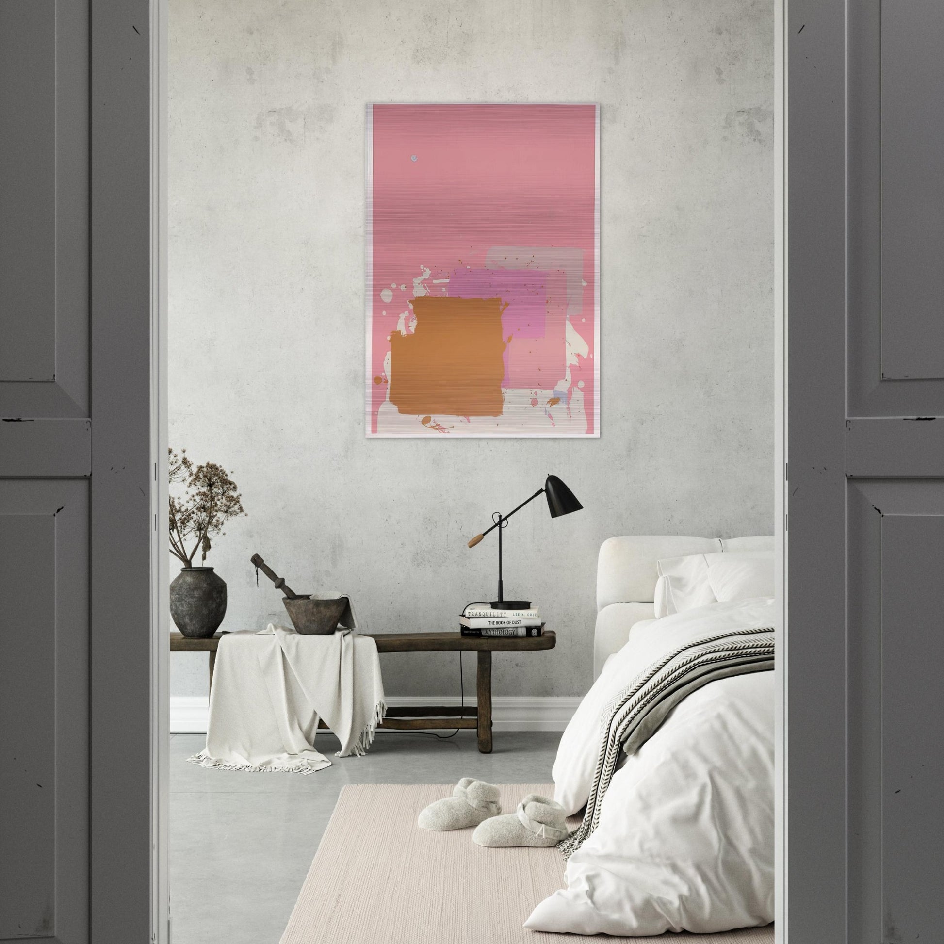 Brown Black on Pink - 1971 - John Hoyland Brushed Aluminum Print - 70x100 cm / 28x40 inches | John Hoyland Aluminum Print | John Hoyland Prints